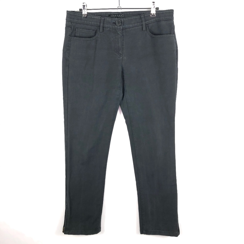 Theory Black Zip Ankle Pants Sz 8